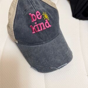 Be Kind Distressed Black and Tan Cap